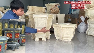 Mẫu khuôn chậu lục giác 45 dáng đứng kèm chân đôn rời hàng Việt nhiều loại hoa văn đẹp