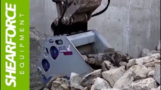 XC30 Xcentric Crusher Bucket Crushing Hard Rock in Vancouver, British Columbia, Canada