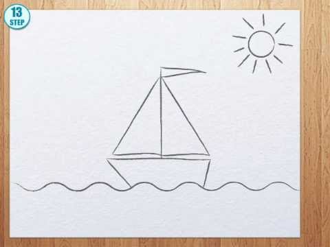 How to draw a boat step by step - YouTube