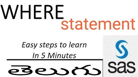 where statement in telugu||sas statement &conditions||sas telugu||basic sas||#sas||#where statement