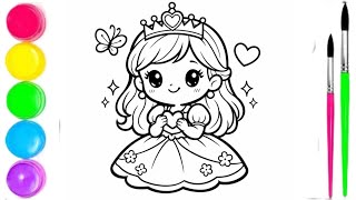 Easy Princess Drawing for Kids 👑 | Step-by-Step Cute Princess Drawing Tutorial | 