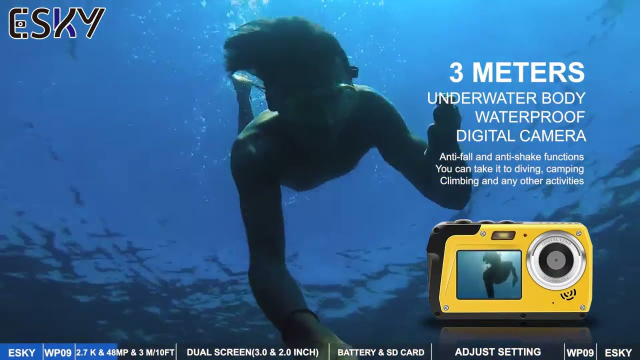ESky Technology WP09 Best Buy 2.7K 48MP Underwater Digital Camera