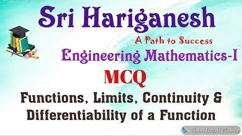Differential Calculus - 50 MCQs - Part 1 [Functions, Limits, Continuity and Differentiability]