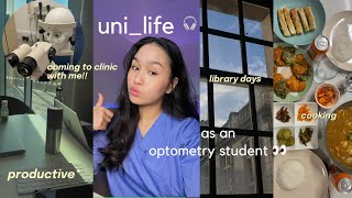 UNI LIFE: second year optometry student, come to clinic with me + productive study routine 🥯🎧