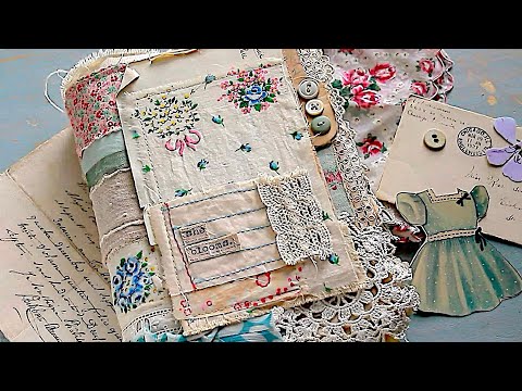 junkjournal♡old fabric and laceジャンクジャーナル Turn Fabric Scraps & Vintage Hankies Into A Junk Journal | Flip