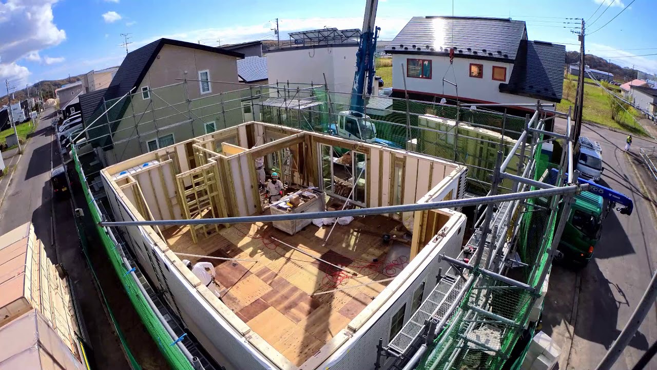 一条工務店　上棟　タイムラプス