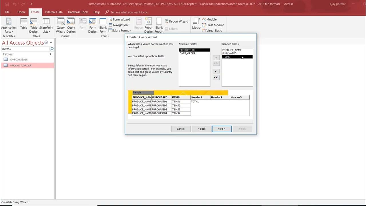 Access Front -CrossTab and Query Wizard - Lecture7 -English - YouTube