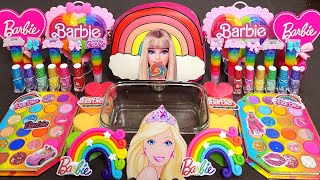 Rainbow Barbie Slime Mixing Makeup,Parts,Glitter Into Slime. Satisfying Slime#Asmr#Satisfying#Slime