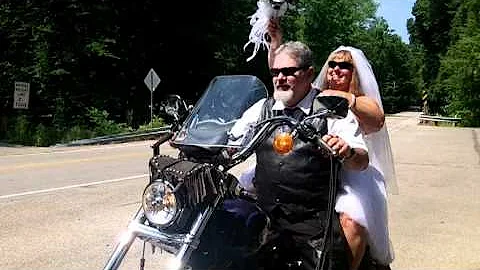 Harley Davidson Wedding    Mr and Mrs Douglas Mulle'