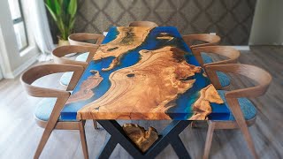 Luxurious $10000 DIY Epoxy table  start to finish (uncut)