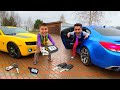Mr. Joe on Lamborghini Put Stick in Exhaust Pipe VS Mr. Joker on Camaro Put Umbrellas in Hood 13+