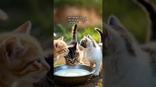 Tre gattini bevono latte insieme 🐱🥛