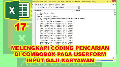 17 Aplikasi Slip Gaji VBA Excel - Coding Pencarian di Combobox Userform Input Gaji Karyawan