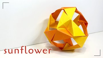 SUNFLOWER~ ORIGAMI KUSUDAMA Tutorial (Modular Origami) | Origami Originals S6E2｜Origami Stop Motion