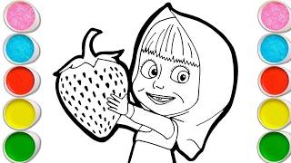 MASHA with strawberry Drawing, Painting &amp; Coloring For Kids and Toddlers_ Child Art