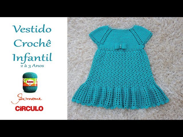 Vestido Infantil Eloah de Crochê (2 anos) l Professora Giane Crochê 