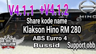 Share kode name, klakson Hino Rm 280 ABS Eurro 4,  Bussid, V4.1.1+V4.1.2