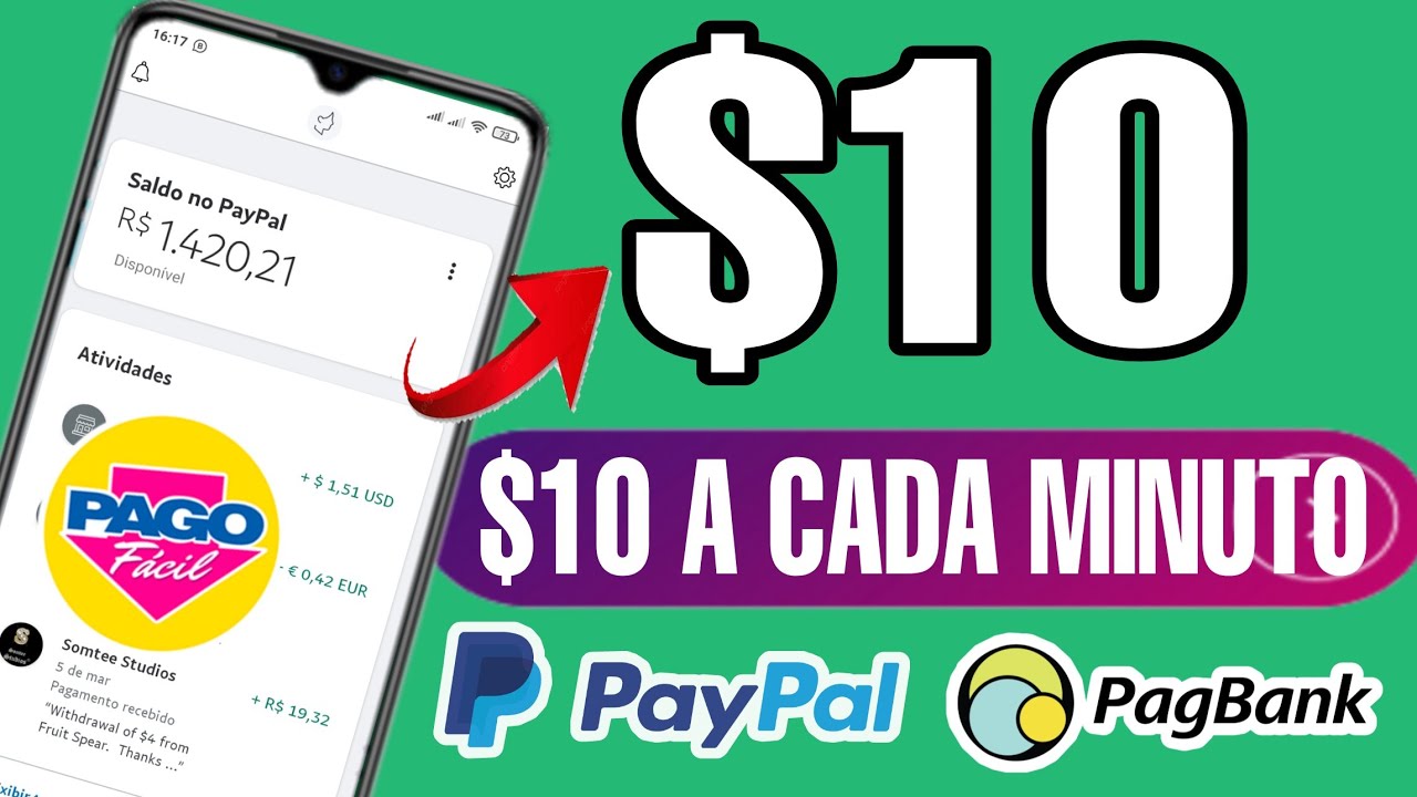 Aplicativo Paga $10 Cada Minuto + PROVA DE PAGAMENTO / Como Ganhar Dinheiro no paypal e pagbank