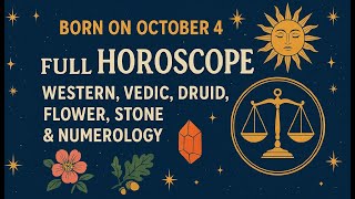 Detailed Horoscope for October 4 Birthdays | Zodiac, Druids, Vedic, Numerology, Stones & Flowers