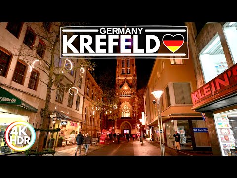Krefeld Germany City Center, Walking Tour in 4K-HDR, December 2021