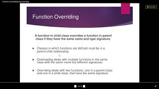 Inheritance  Function Overriding