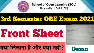 sol 3rd semester front sheet OBE Exam 2021 | sol front page demo