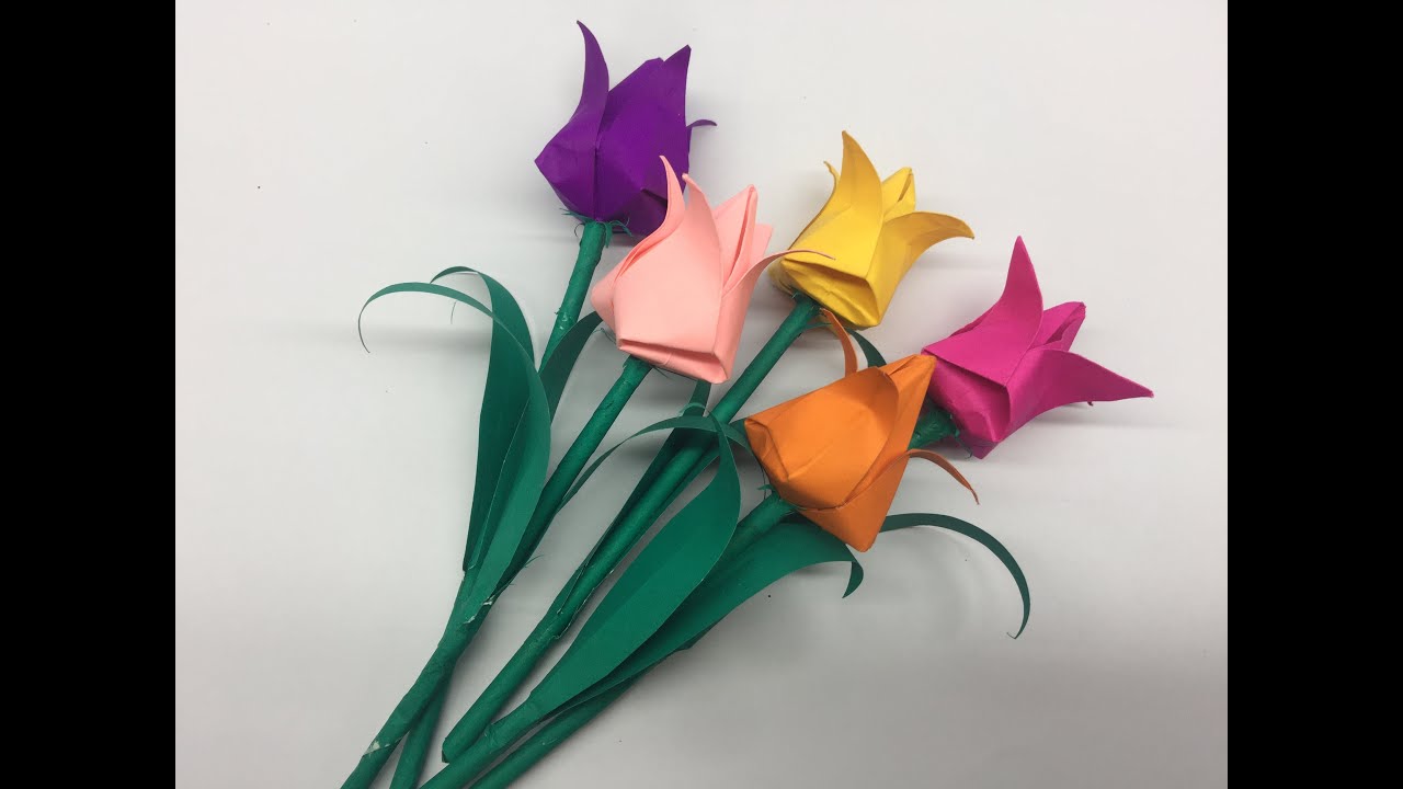 How to make Origami Tulip || DIY ||Origami Paper Craft || 5 min craft ...