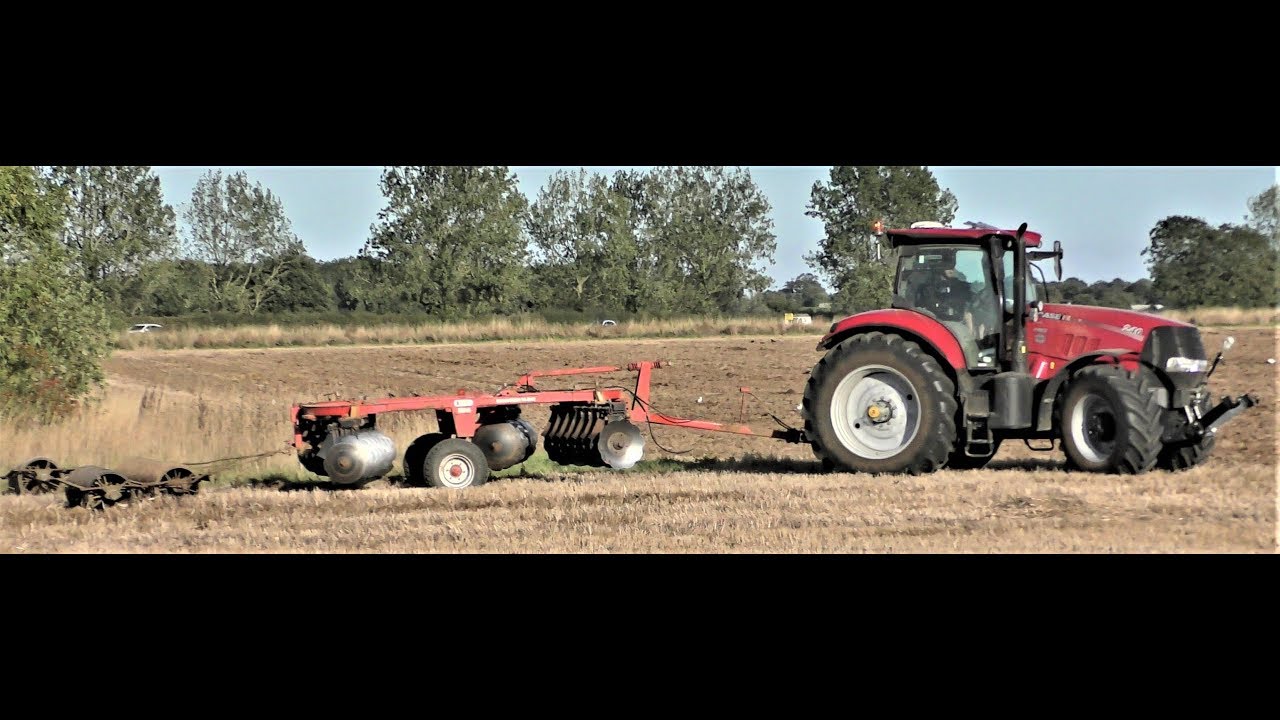 case-240-tractor-pulling-a-kongskilde-disc-harrow-and-roller-youtube