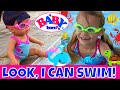 🐳Wow! Baby Born Doll Can Swim! 🦀Lots Of Fun At The Beach & Pool With Skye, Caden & Baby Doll!🐠