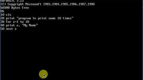Class 9 practical 1 printing Name 10 times run on GW Basic