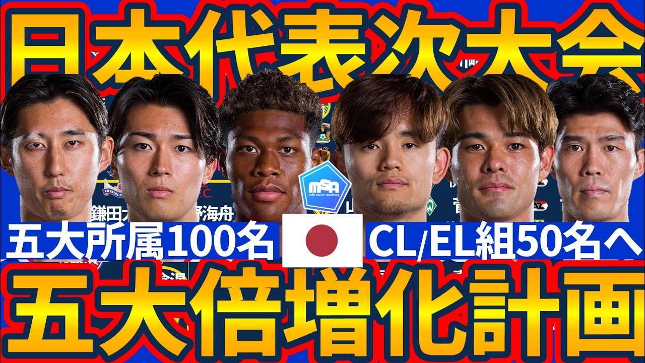 【日本代表倍増計画／2026→2030W杯までに】五大リーグ所属100人超&CL/EL出場組50人超の世界線へ…！