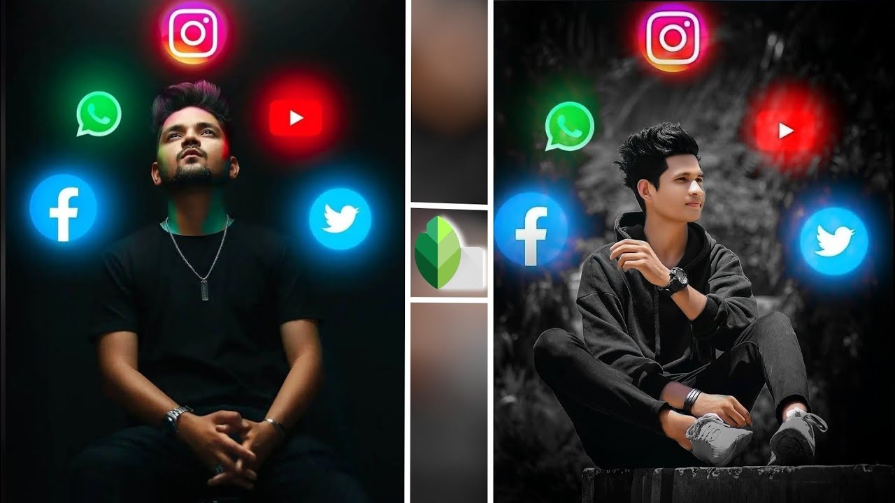 youtube #WhatsApp #Instagram #Facebook #Twitter in one background || photo  editing? in snapseed || - YouTube