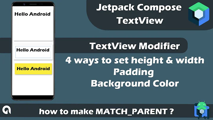 Jetpack Compose Textview Modifier | 4 ways to set Height Width | Padding | Background Color Android