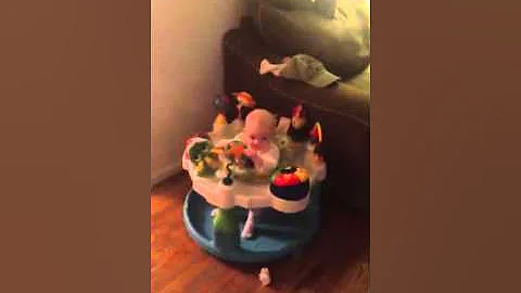 Amelia Marciano in the exersaucer