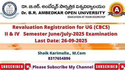 Dr B.R. Ambedkar Open University l Latest Updates l II, IV Semester Revaluation Update 