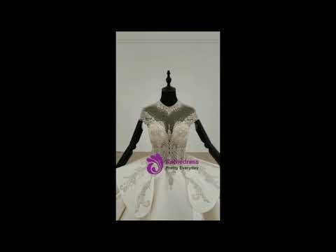 kemedress-ivory-white-ball-gown-satin-high-neck-cap-sleeve-backless-beading-wedding-dress