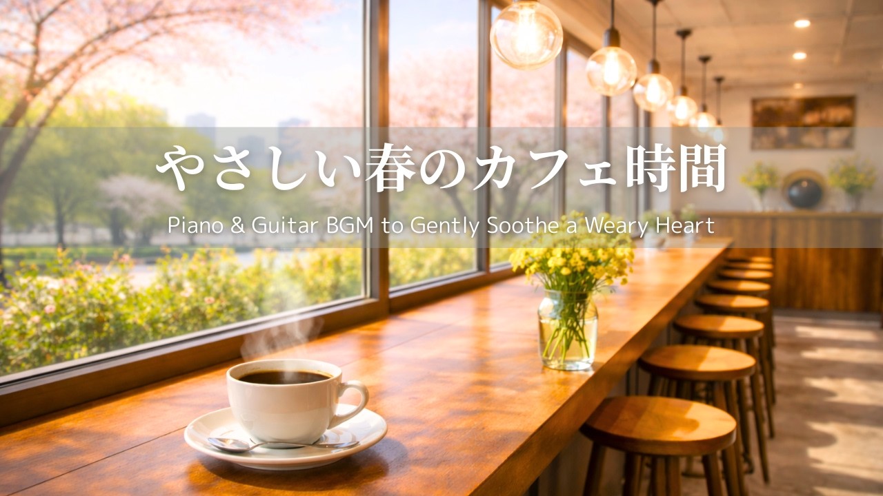 【リラックスBGM】🌸春のカフェで心ほどけるピアノとギター音楽｜癒し・ヒーリング・calm・cozy｜作業用・読書用・勉強用・ひとり時間