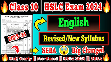 Class 10 English New Syllabus 2023-24 | HSLC 2024 English Syllabus | SEBA New Syllabus Class 10 2024