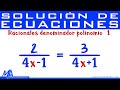 Ecuaciones Racionales con denominador polinomio | Ejemplo 1