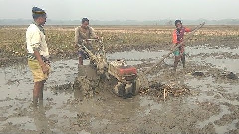 Mini tractor power tiller accident in deep mud. part- 07