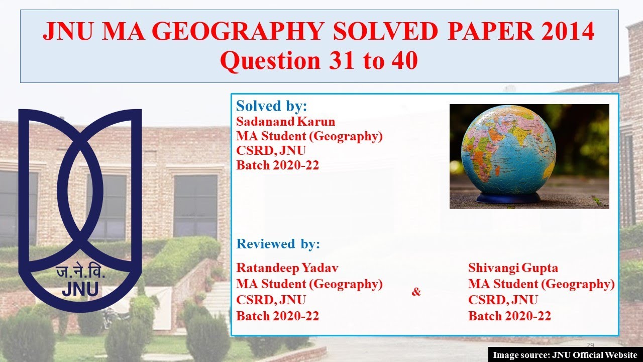 JNU MA GEOGRAPHY SOLVED PAPER 2014 Q3140 YouTube