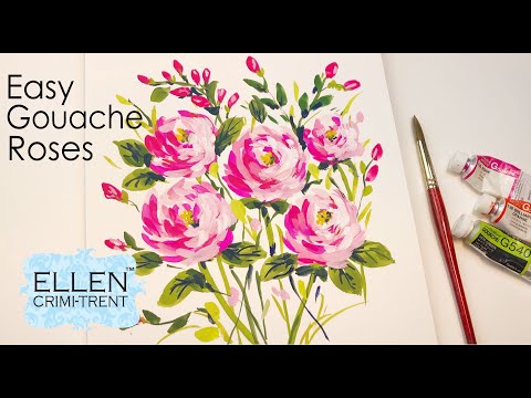 Video: How To Draw A Rose With Gouache