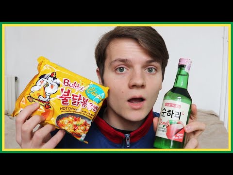 Пробую персиковый соджу и ОЧЕНЬ острую сырную лапшу / МУКБАНГ