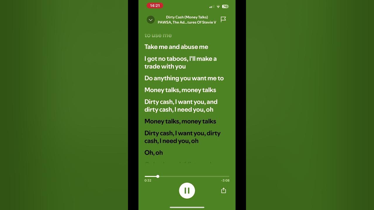 Dirty Cash (Money Talks) by PAWSA and The Adventures Of Stevie V (lyrics)