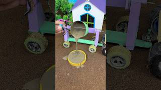 🚜🔥 Diy Mini Real Working Mini Tractor Cement Pillar Making Machine #shorts #miniconstruction