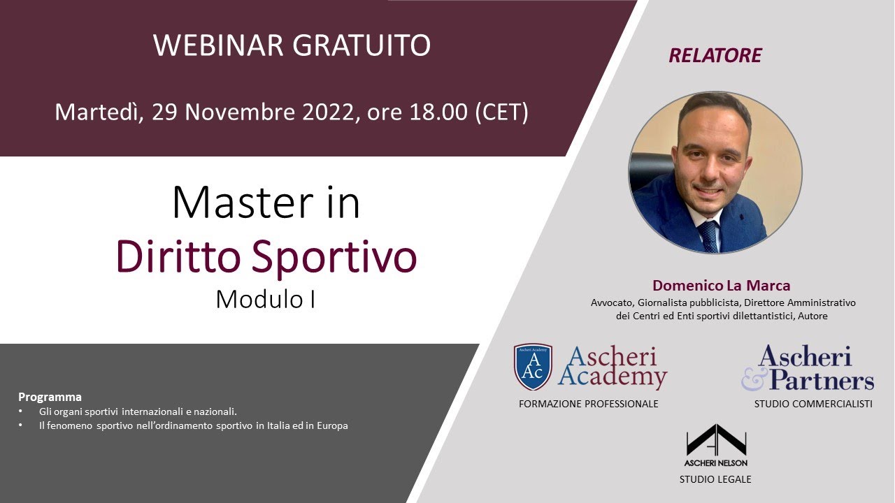 Master in Diritto Sportivo: Modulo I