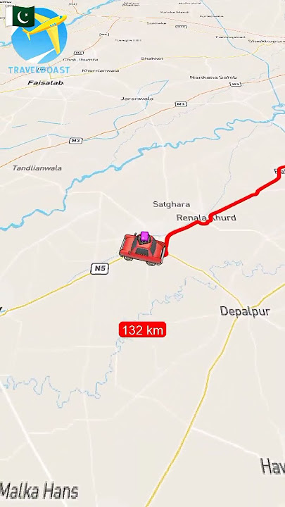Lahore Pakistan to Sahiwal Pakistan #lahore #sahiwal #pakistan #map #travel #palestine #uae #india
