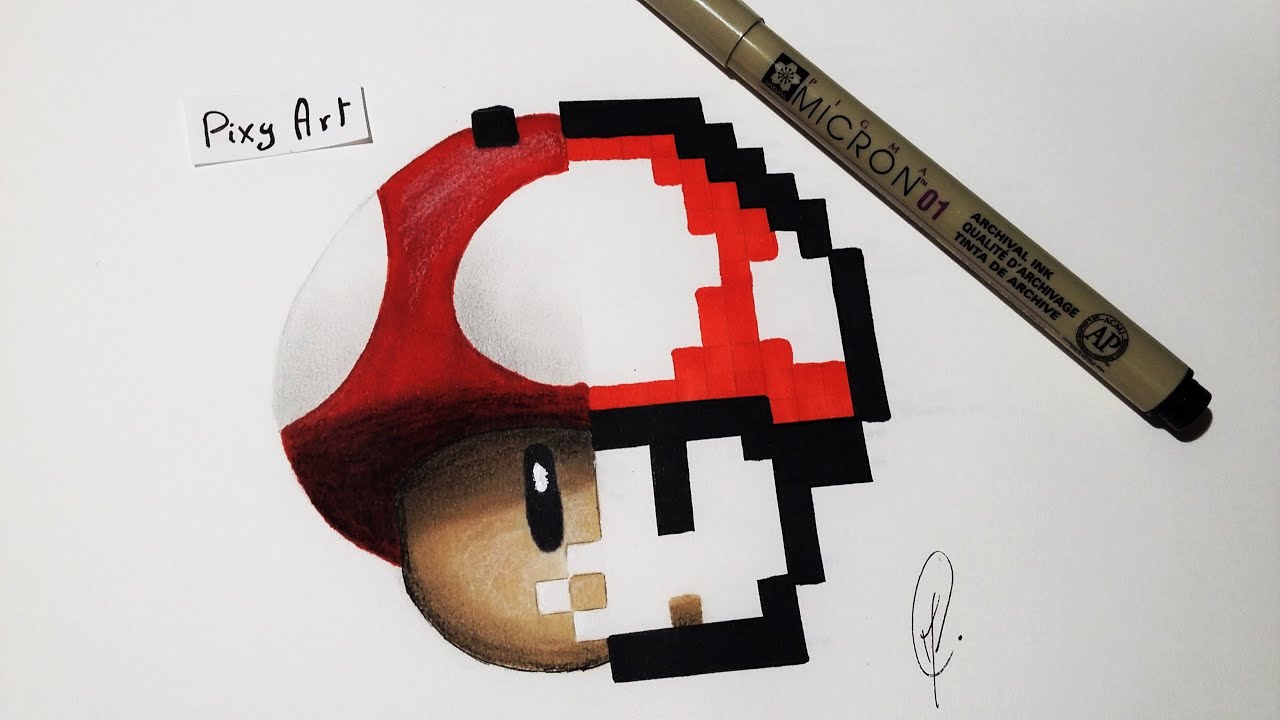 ⁣Mario Mushroom Fantasy Drawing - Step by Step