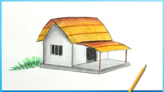 House Drawing 🏠 How to Draw a Village Hut || Easy House Sketch