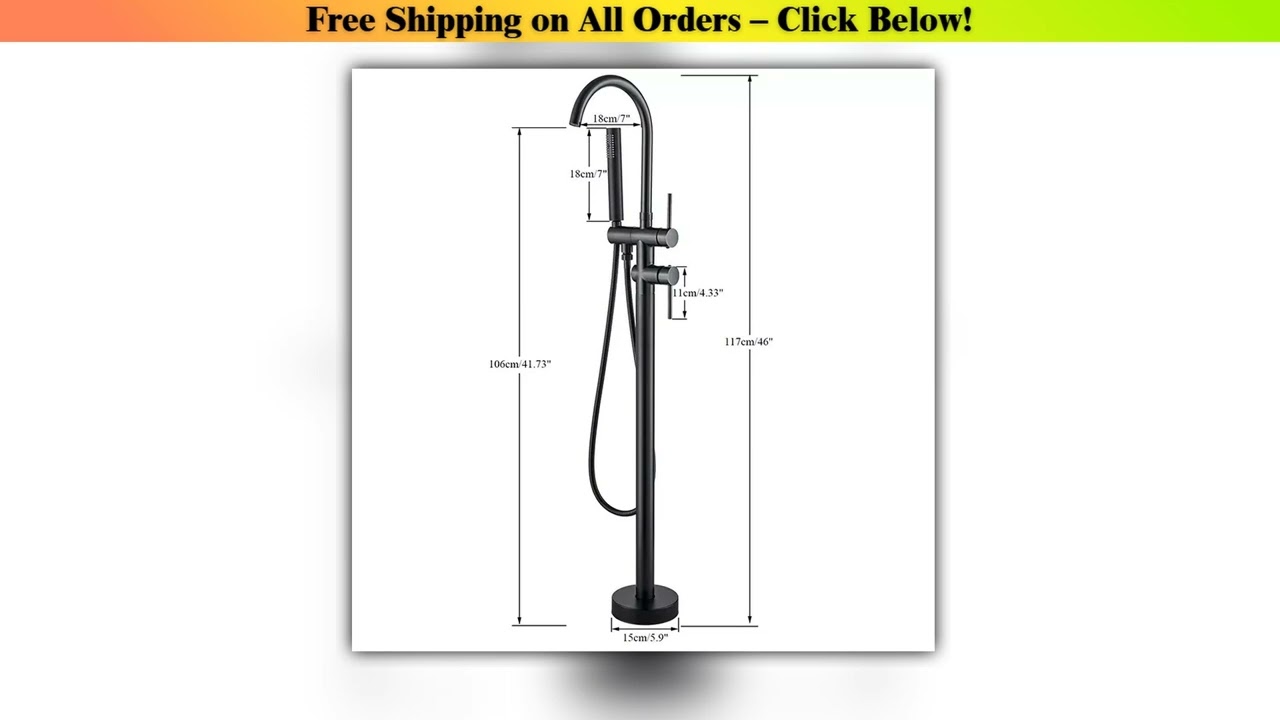 Black Floor Mounted Bath Tub Faucet Clawfoot Free Standing Bath Mixer Tap with Handshower Single